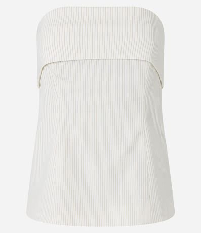 Blusa Sastrería con Escote Virado y Rayas de Tiza 5