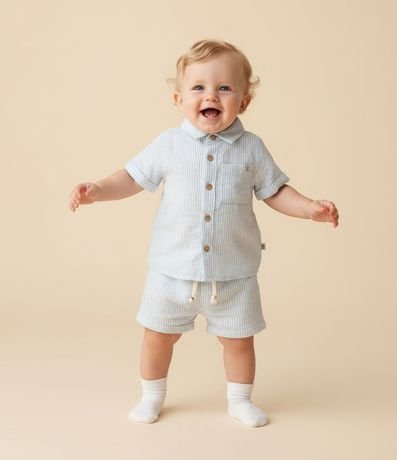 Conjunto Infantil en Tricolina con Estampa de Rayas - Talle 0 a 18 Meses