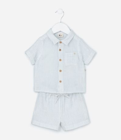 Conjunto Infantil en Tricolina con Estampa de Rayas - Talle 0 a 18 Meses