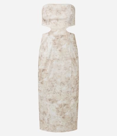 Vestido New Midi Sin Breteles con Estampa Manchada 6