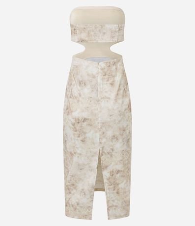 Vestido New Midi Sin Breteles con Estampa Manchada 7