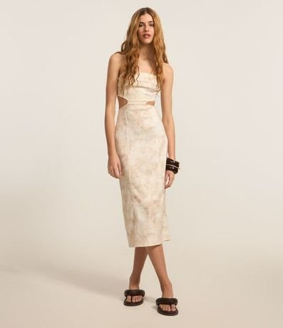 Vestido New Midi Sin Breteles con Estampa Manchada