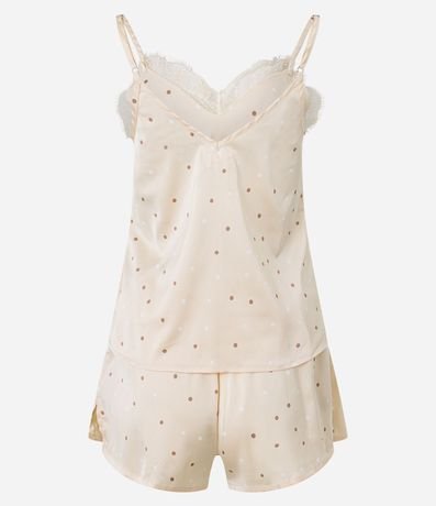 Pijama Short Doll en Satén de Lunares con Detalle de Encaje 7