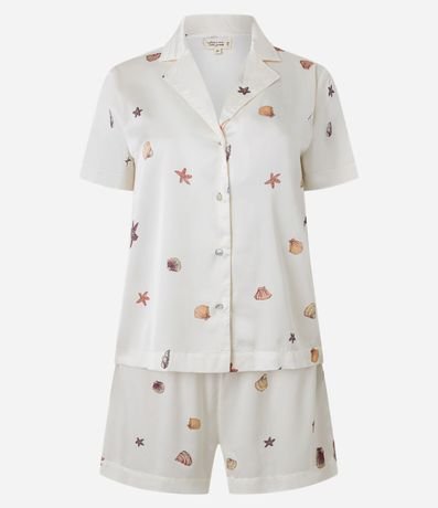 Pijama Short Doll Americano en Satén con Estampa de Caracolas 5