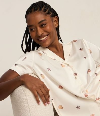 Pijama Short Doll Americano en Satén con Estampa de Caracolas 2