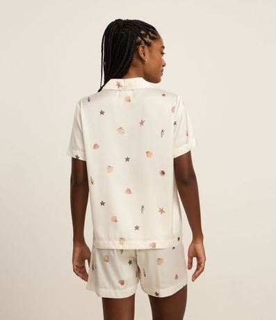 Pijama Short Doll Americano en Satén con Estampa de Caracolas 4