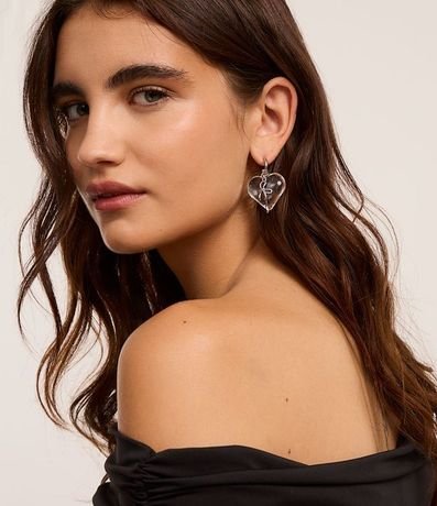 Caravana Aro con Lazo de Metal y Colgante Corazón 4