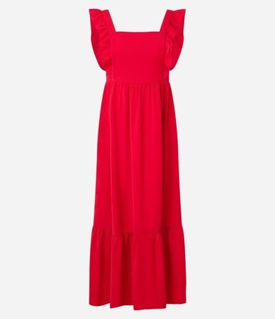 Vestido Largo Liso Sin Mangas con Volados 5