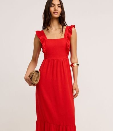 Vestido Largo Liso Sin Mangas con Volados 2