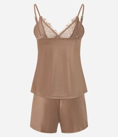 Pijama Short Doll en Microfibra Satinada con Detalle de Encaje 8