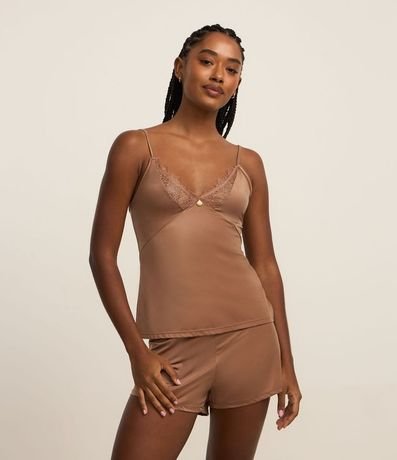 Pijama Short Doll en Microfibra Satinada con Detalle de Encaje 2