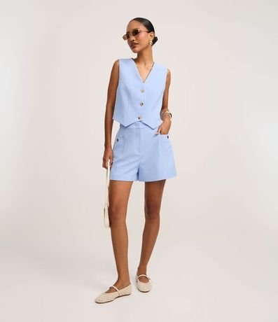 Short Sastre Cintura Alta con Bolsillos Laterales