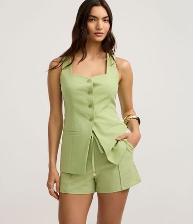 Short Recto Sastrero Cintura Alta en Crepé con Amarre 2