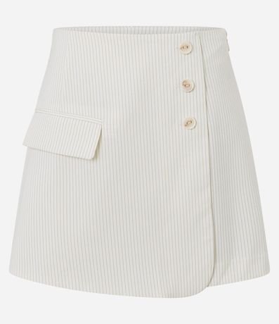 Short Pollera Sastre Listrado con Botones y Solapa en el Traspase 5