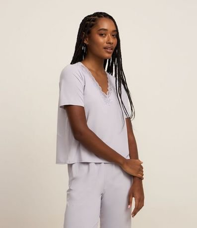 Pijama Capri en Microfibra con Encaje en el Escote V 2