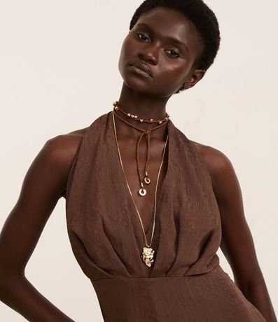 Collar Capas con Colgante Orgánico Martillado y Cordón con Esferas 1