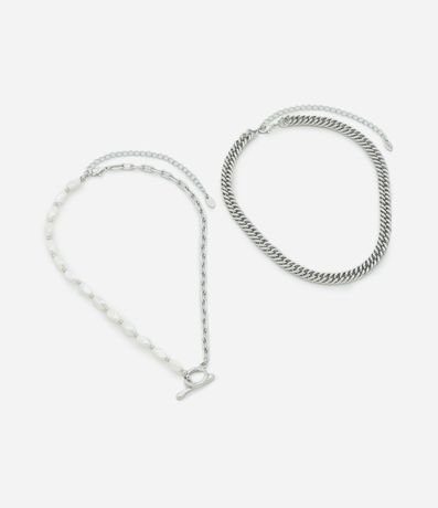 Collar Capas con Eslabones y Perla Artificial 2