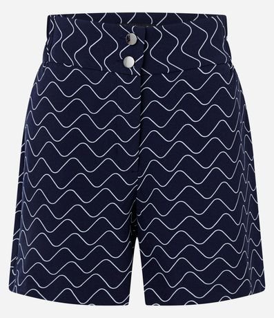 Short Recto en Sastrería con Cintura Alta y Estampado Geométrico