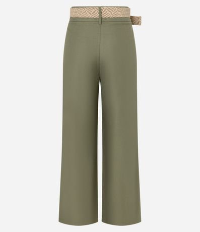 Pantalón Wide Leg en Viscolino con Cinturón de Ráfia 6