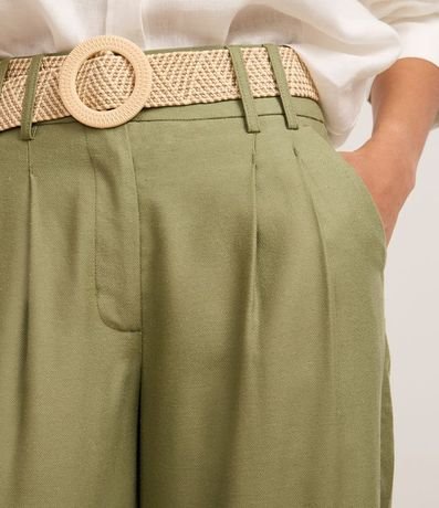 Pantalón Wide Leg en Viscolino con Cinturón de Ráfia 4