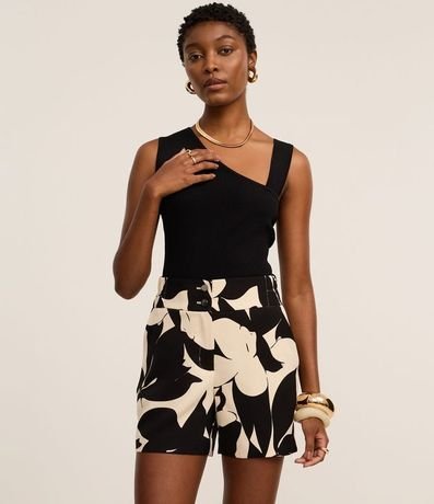 Short Recto Sastre Cintura Alta con Estampa Floral 2