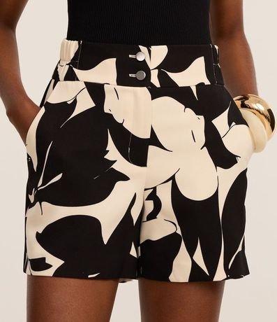 Short Recto Sastre Cintura Alta con Estampa Floral 3