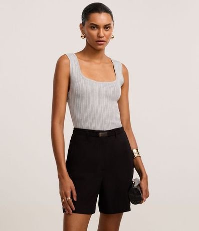 Short Reto Sastre con Cinturón Elástico Hebilla 2