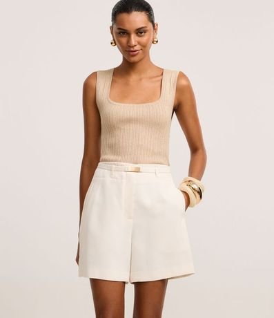 Short Reto Sastre con Cinturón Elástico Hebilla