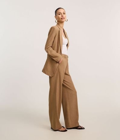 Pantalón Wide Leg Sastrería con Estampa de Cuadros Punteada 5