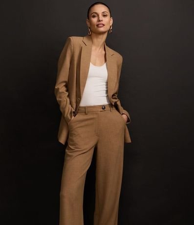 Pantalón Wide Leg Sastrería con Estampa de Cuadros Punteada 6