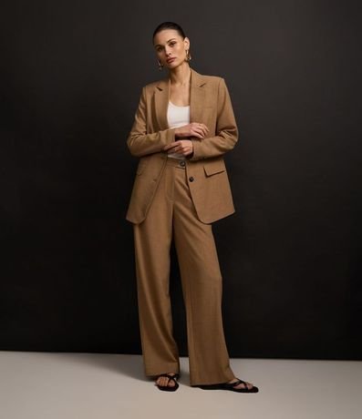 Pantalón Wide Leg Sastrería con Estampa de Cuadros Punteada 7