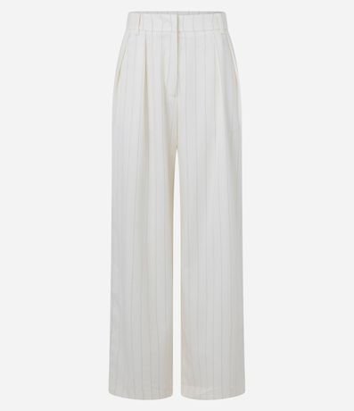 Pantalón Recto Sastre Cintura Alta en Viscosa con Rayas 7