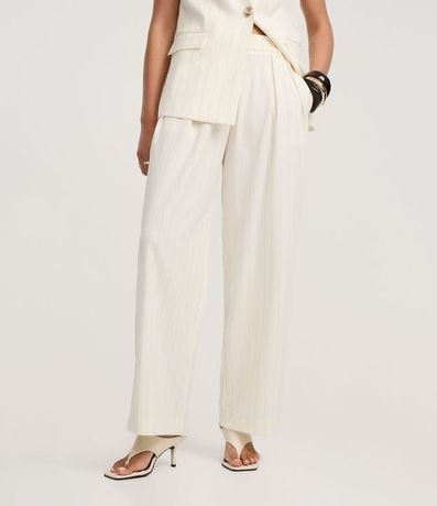 Pantalón Recto Sastre Cintura Alta en Viscosa con Rayas 3