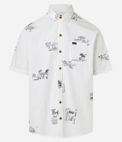 Camisa Relaxed en Tricolina con Estampa Minimalistas de Palmeras e Islas 5