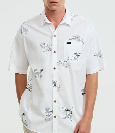 Camisa Relaxed en Tricolina con Estampa Minimalistas de Palmeras e Islas 3