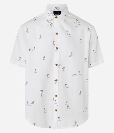 Camisa Relaxed en Viscosa con Estampa de Palmeras 5