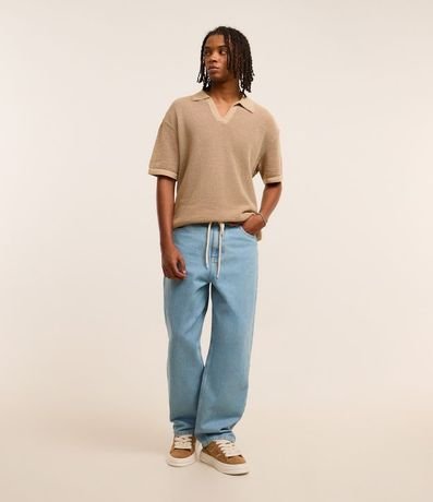 Pantalón Baggy Relaxed en Jeans con Cordón en la Cintura