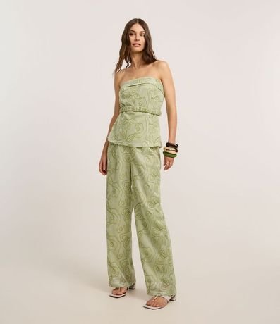 Blusa sin Bretel con Escote Virado y Bordado Bastrado 2