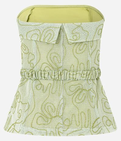 Blusa sin Bretel con Escote Virado y Bordado Bastrado 8