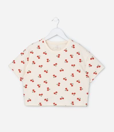 Remera corta Infantil con Estampa Cerezas - Talle 5 a 14 años