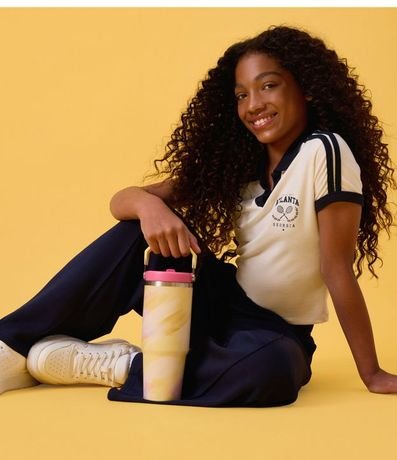 Botella Térmica en Metal con Estampa de Pinceladas y Asa 900ml