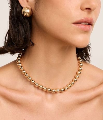 Conjunto de Collar y Caravana Metal Liso Caravana Botón Media Esferas y Collar Corto Esferas 4