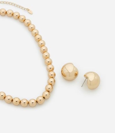 Conjunto de Collar y Caravana Metal Liso Caravana Botón Media Esferas y Collar Corto Esferas 2