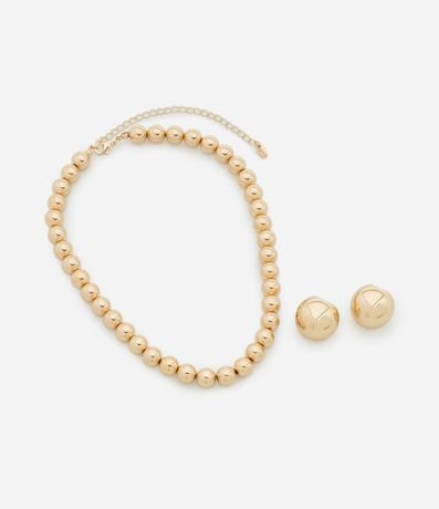 Conjunto de Collar y Caravana Metal Liso Caravana Botón Media Esferas y Collar Corto Esferas 3