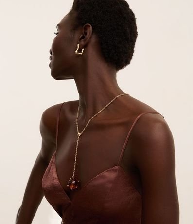 Conjunto de Collar Gravata con Colgante Esfera y Caravana Aro Orgánica 1