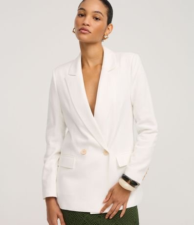 Blazer con Lino y Solapa en el Cuello