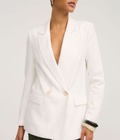 Blazer con Lino y Solapa en el Cuello 4