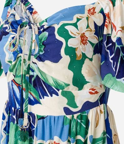 Vestido Largo Evasê con Lazo en el Escote y Estampa Floral 7