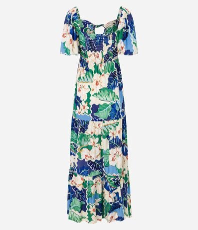 Vestido Largo Evasê con Lazo en el Escote y Estampa Floral 8