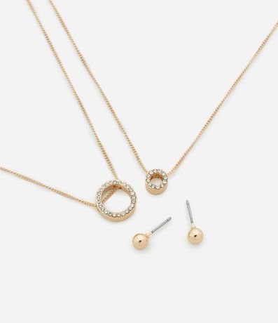 Conjunto de Collar Capas y Caravana con Colgante de Strass